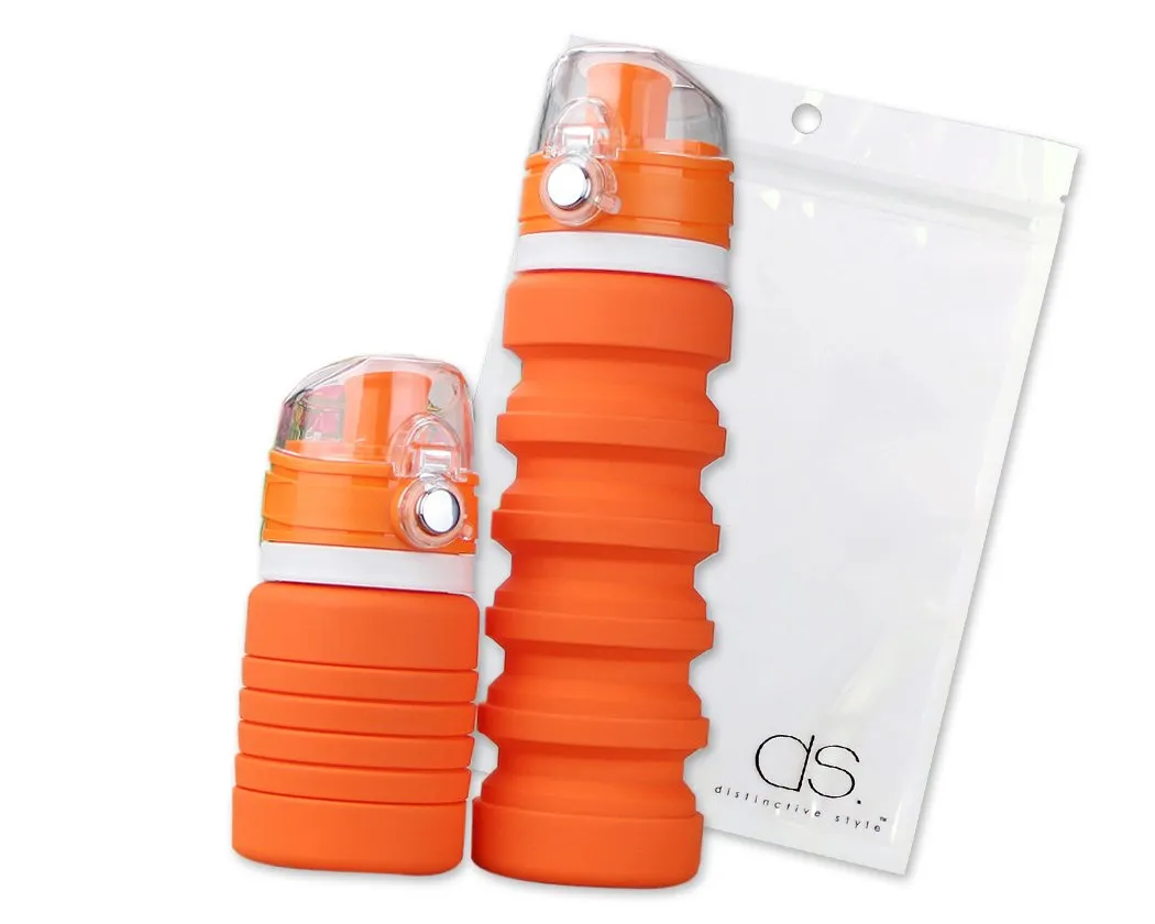 500ml Travel Silicone Folding Water Bottle for Outdoor - Orange