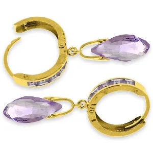 6.85 Carat 14K Solid Yellow Gold Changeling Amethyst Earrings