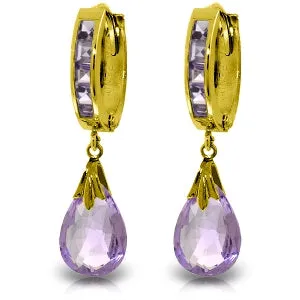 6.85 Carat 14K Solid Yellow Gold Changeling Amethyst Earrings