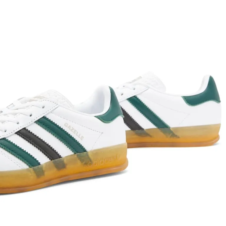 Adidas Gazelle Indoor Sneakers, white/dark green/brown