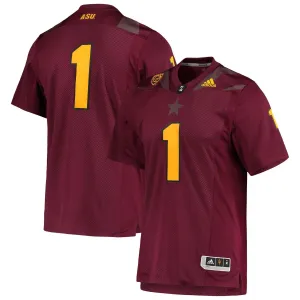 adidas Men's #1 Arizona State Sun Devils Team Premier Maroon Football Jersey