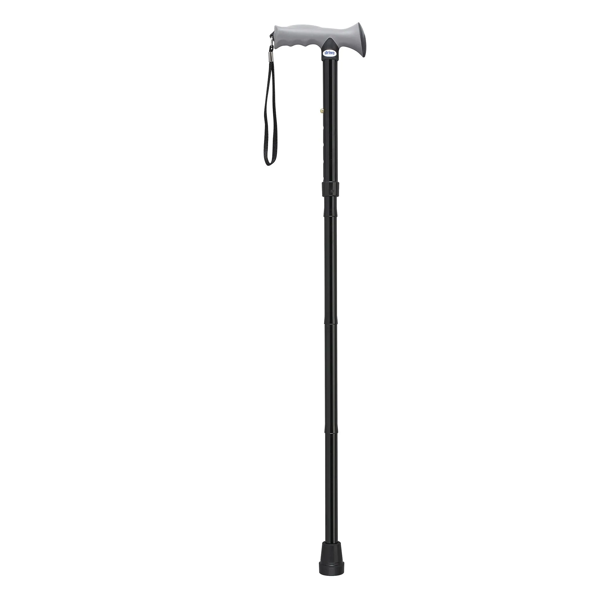 Adjustable Lightweight Folding Cane with Gel Hand Grip, Black