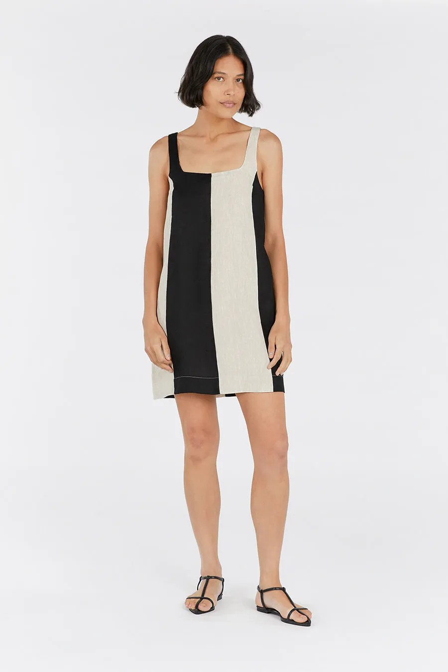 AGI NATURAL COLOUR BLOCK MINI DRESS