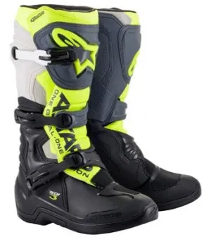 Alpinestars Tech 3 Motocross Boots Black Cool Grey Yellow Flo