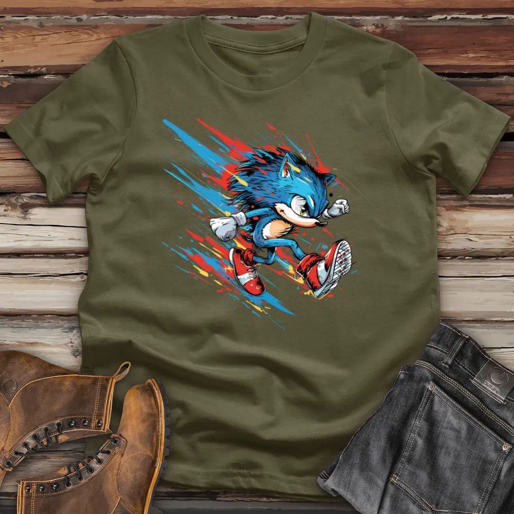 Blue Speedster Hedgehog Cotton Tee