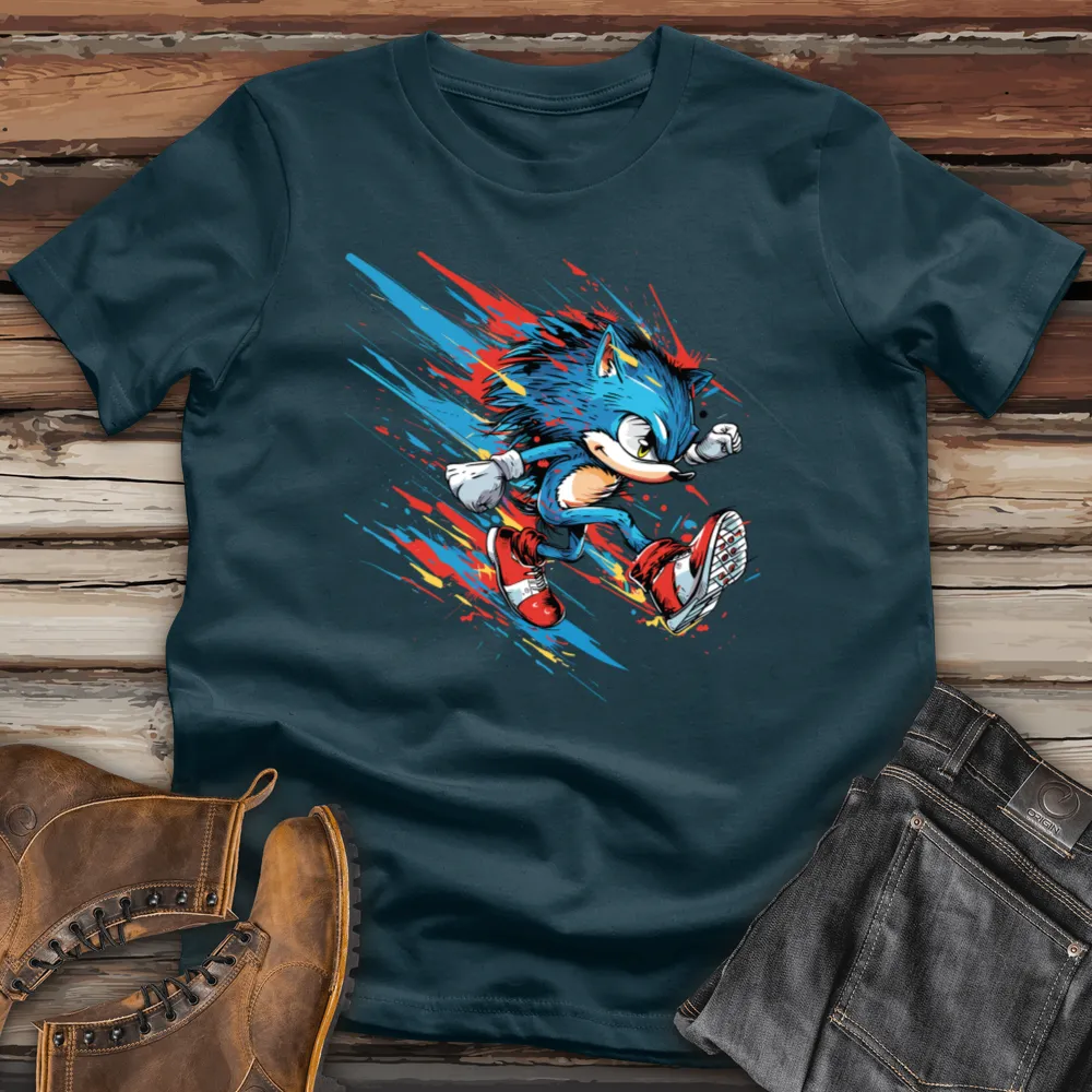 Blue Speedster Hedgehog Cotton Tee