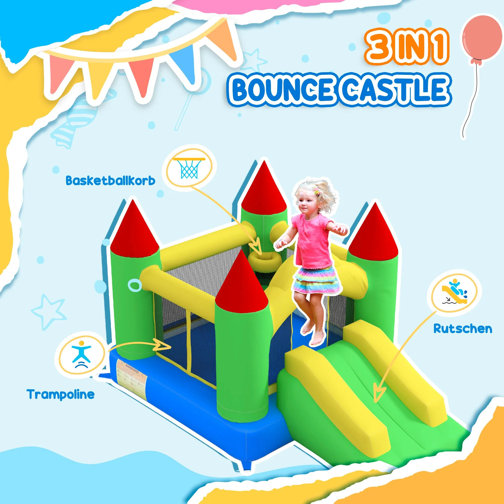 Bouncy Castle with Slide Inflatable Bouncer Kids Jumper Bounce Castle