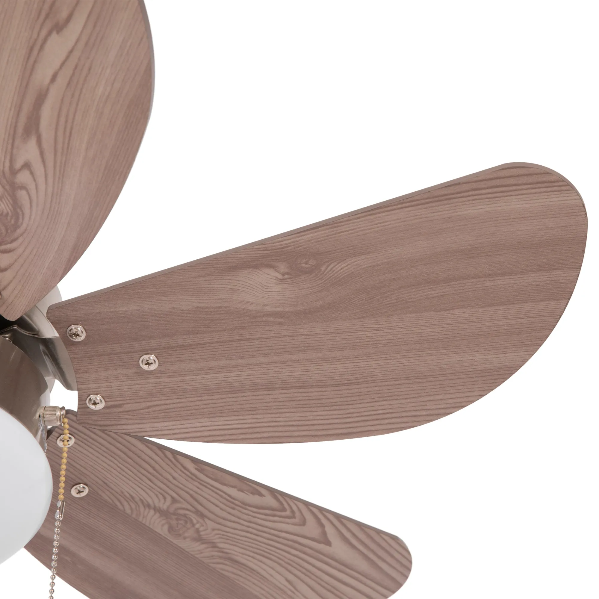 Ceiling Fan with LED Light, Flush Mount Ceiling Fan Lights with 6 Reversible Blades, Pull-chain Switch, Walnut Brown