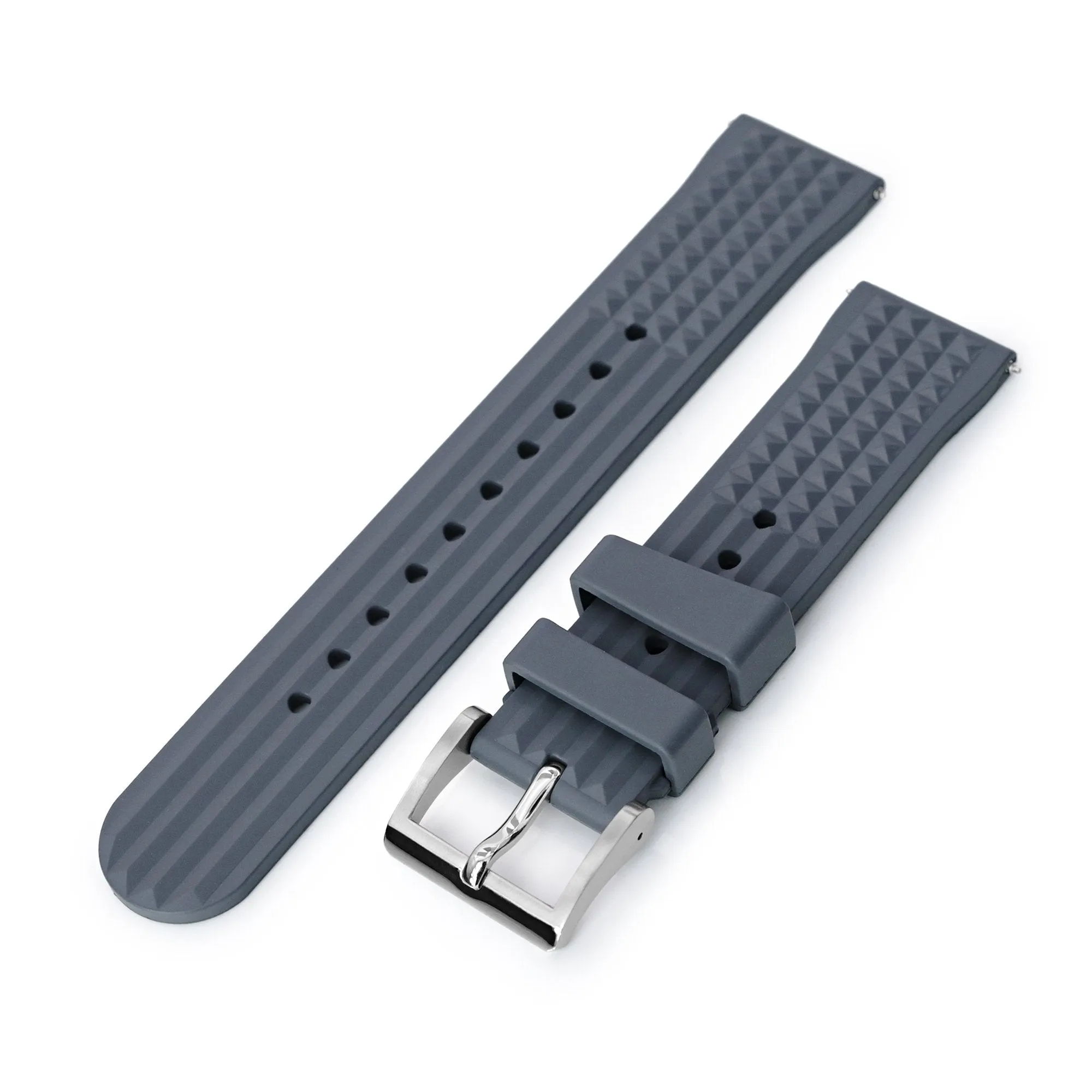 Chaffle Military Grey FKM Rubber watch strap, 20mm or 22mm