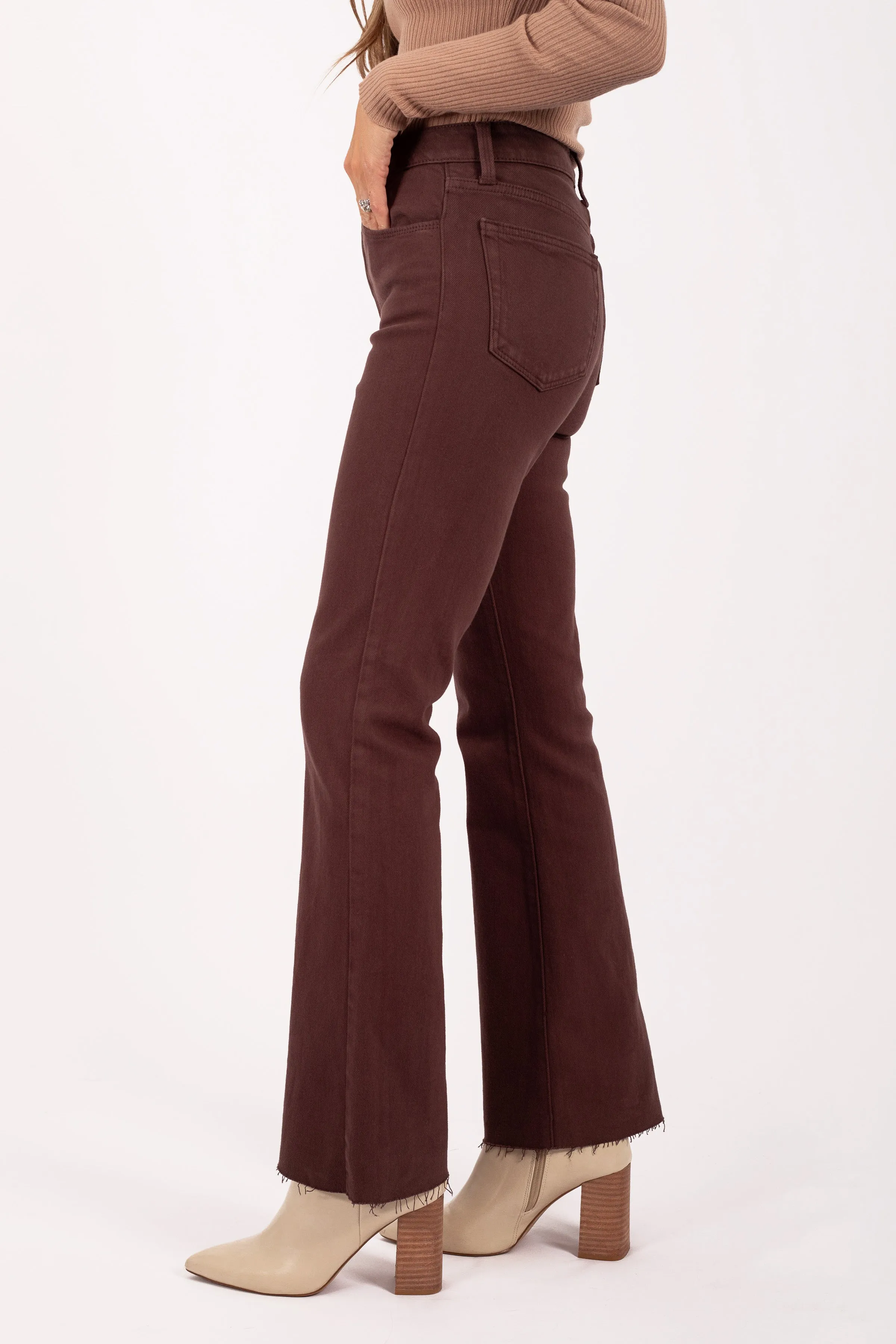 Chocolate High Rise Flare Denim - FINAL SALE