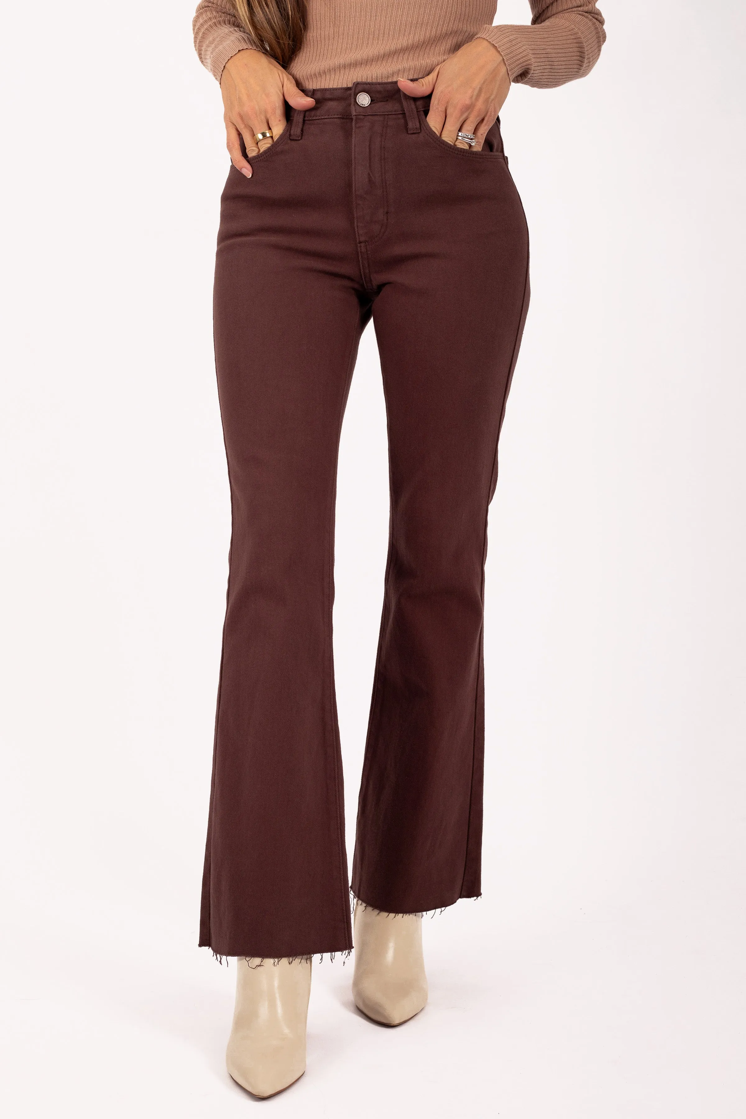 Chocolate High Rise Flare Denim - FINAL SALE