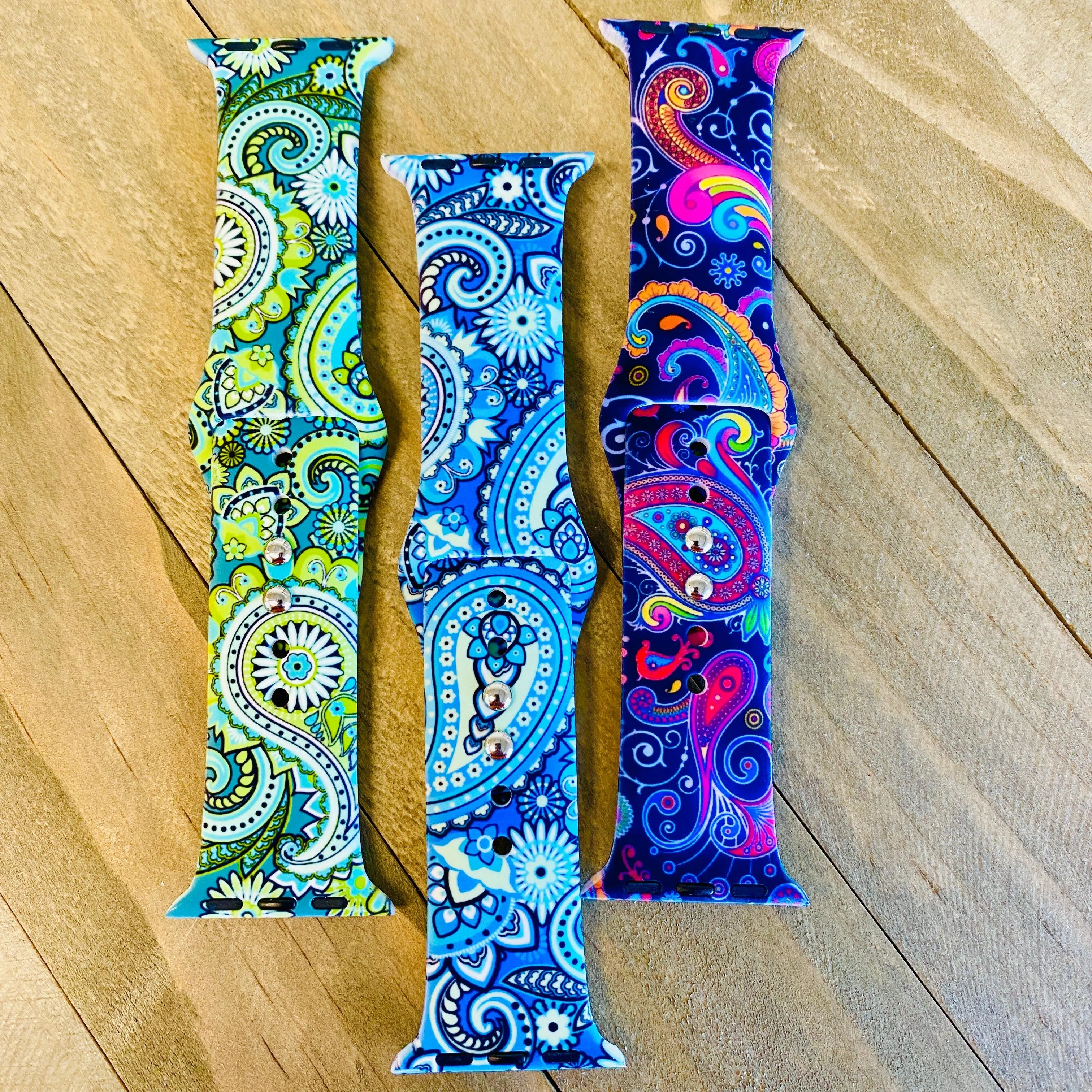 Fancy Paisley Print Silicone Band For Apple Watch Multiple Colors Available