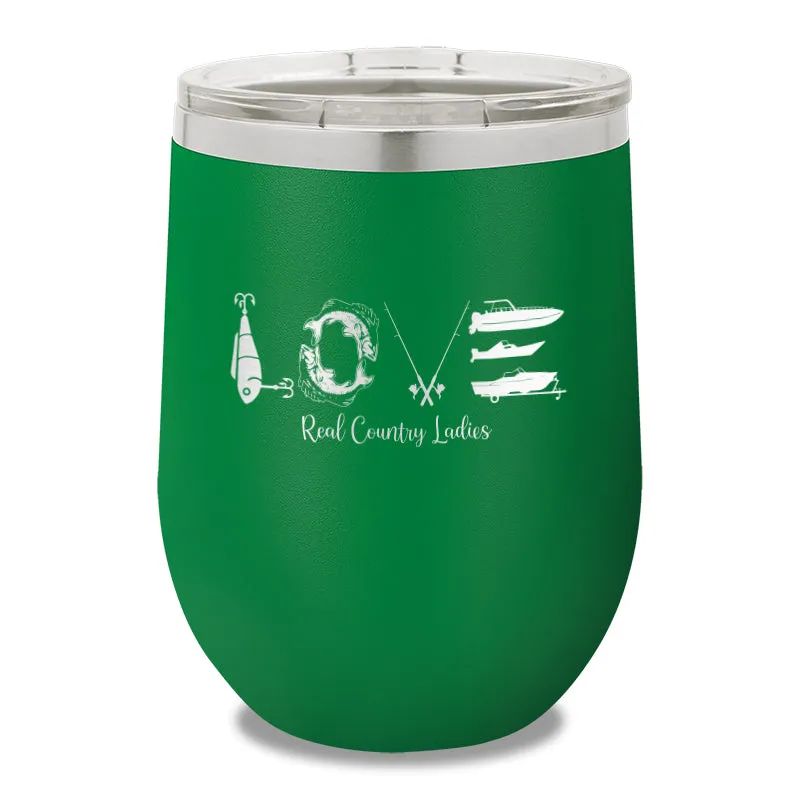 Fishing Love 12oz Stemless Wine Cup