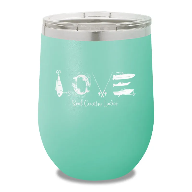 Fishing Love 12oz Stemless Wine Cup