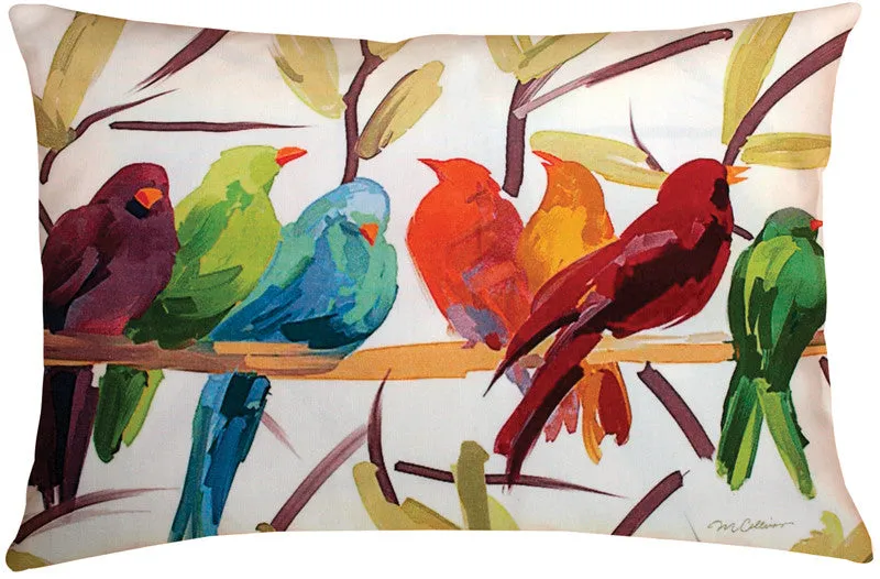 Flocked Together Indoor/Outdoor Pillow by Martha Collins© - Birds Motif