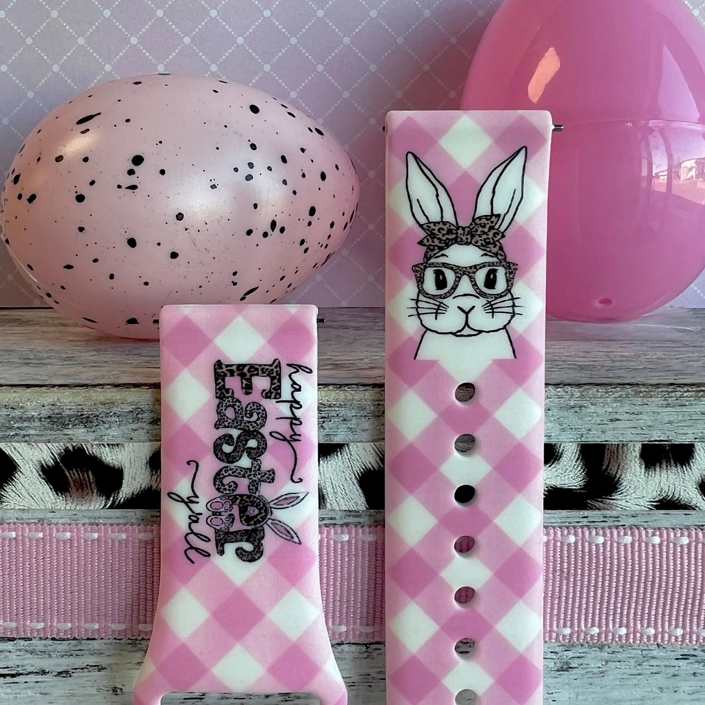 Happy Easter Print Silicone Band For Fitbit Versa 1/2