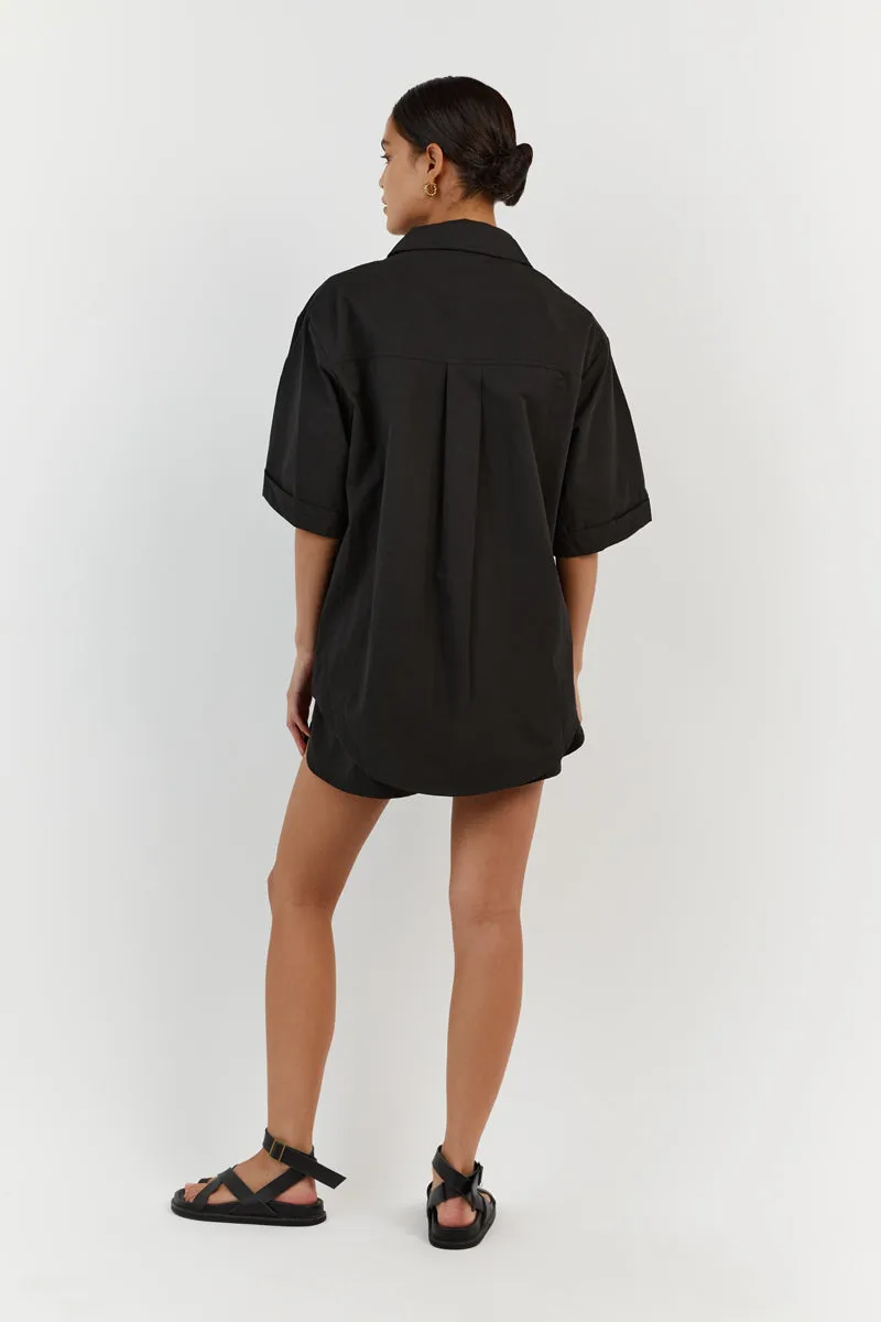 MAXIE BLACK COTTON SCOOP SHORT