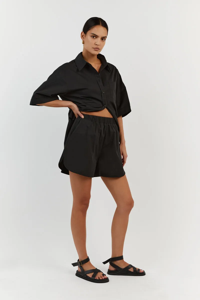 MAXIE BLACK COTTON SCOOP SHORT