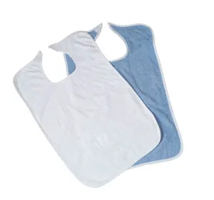 Medline MDTAB3B30BL Terry Cloth Bibs, Blue, Velcro Closure 18" x 30"