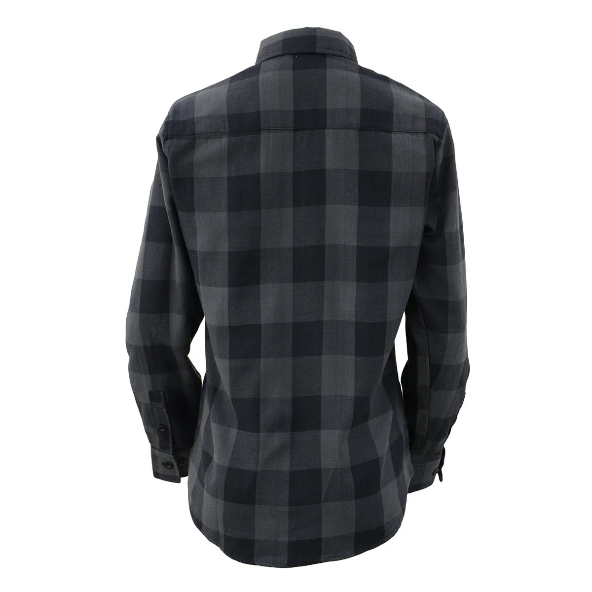 Milwaukee Leather MNG21608 Women's Casual Dark Gray and Black Long Sleeve Cotton Casual Flannel Shirt