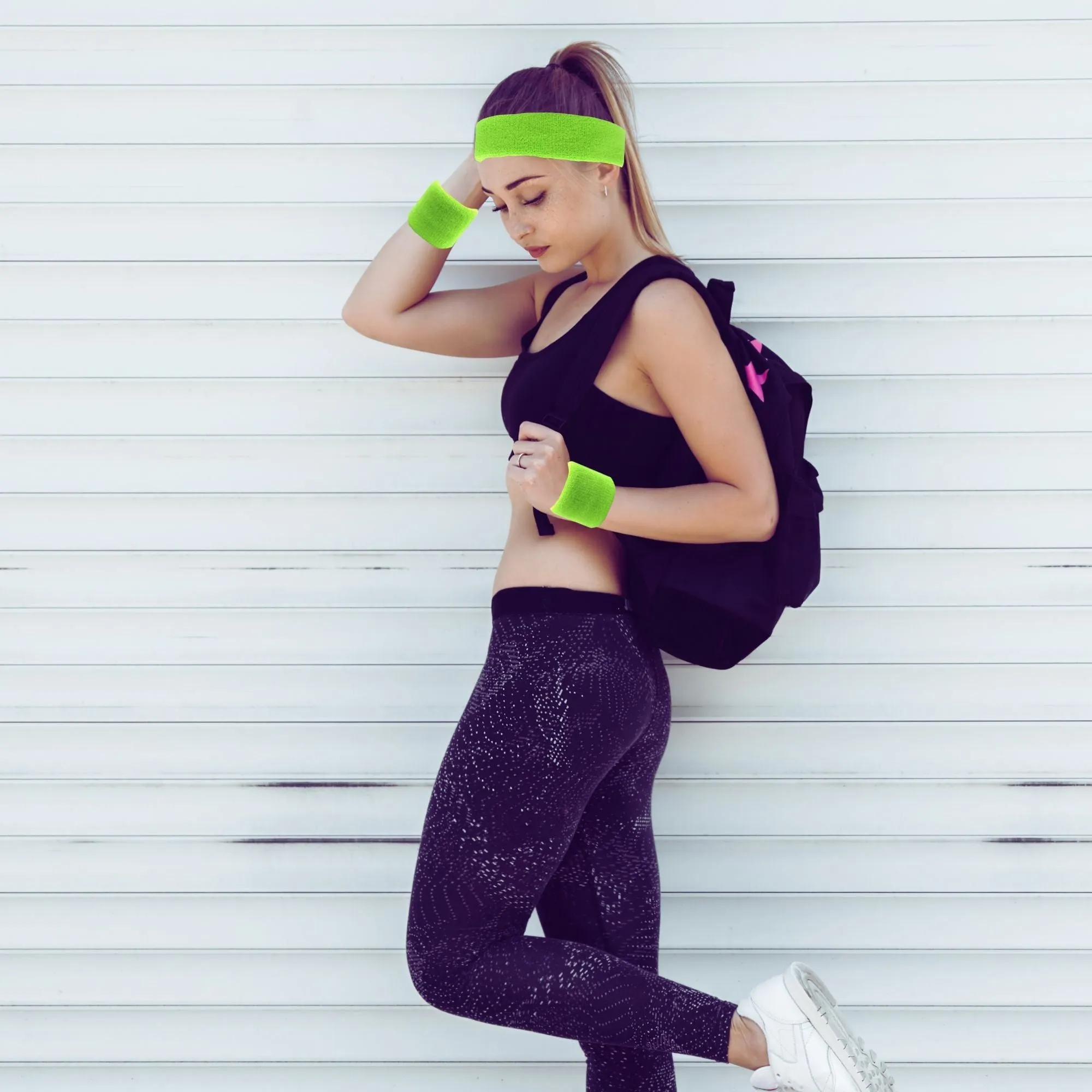 Neon Green Sweatband Set