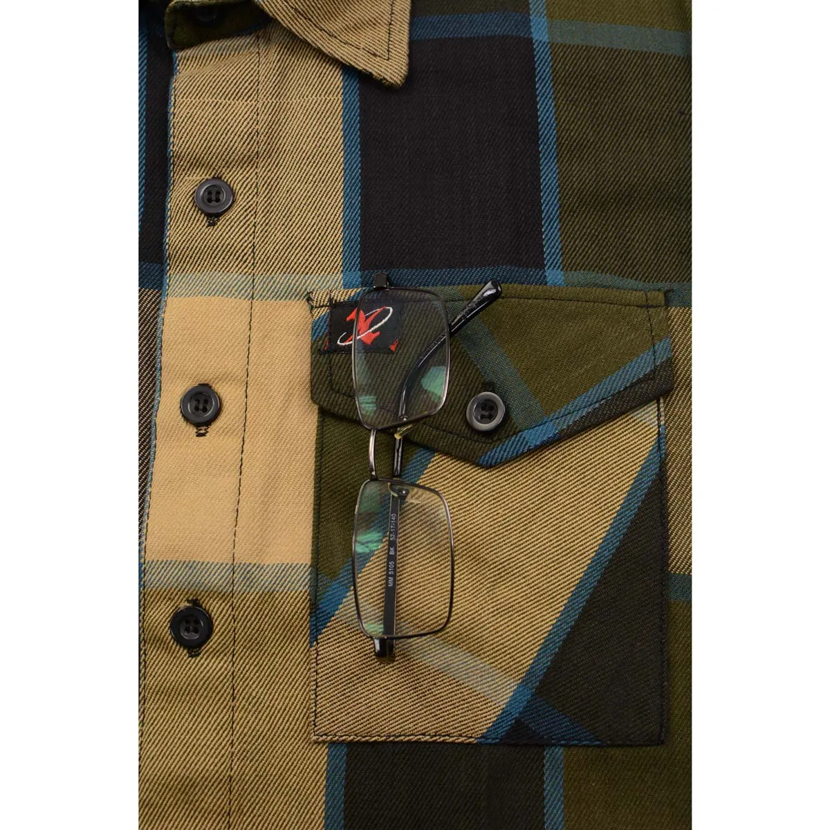 NexGen MNG11639 Men's Beige with Black and Blue Long Sleeve Cotton Flannel Shirt