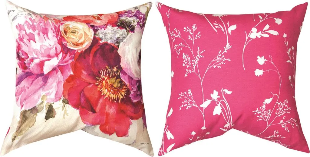 Obviously Pink Floral Indoor-Outdoor Reversible Pillow by Lisa Audit©