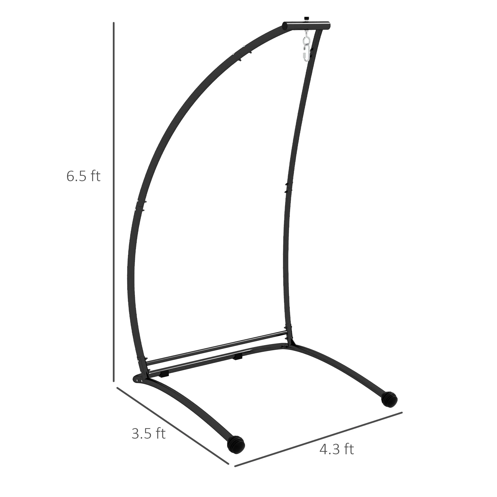 Outsunny Hammock Chair Stand, C Shape Hanging Heavy Duty Metal Frame Hammock Stand for Hanging Hammock Porch Swing Chair, Indoor & Outdoor Use, Black