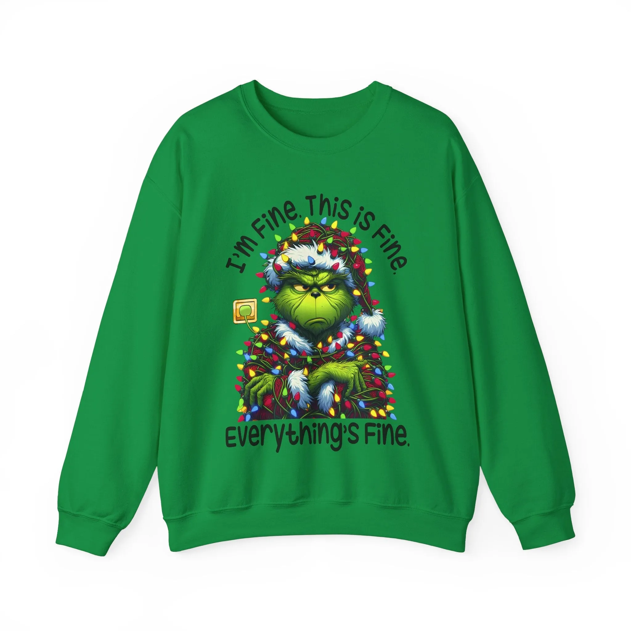 Princess Grace Grinch Mashed Christmas Sweatshirt - 'I'm Fine, This is Fine' Design