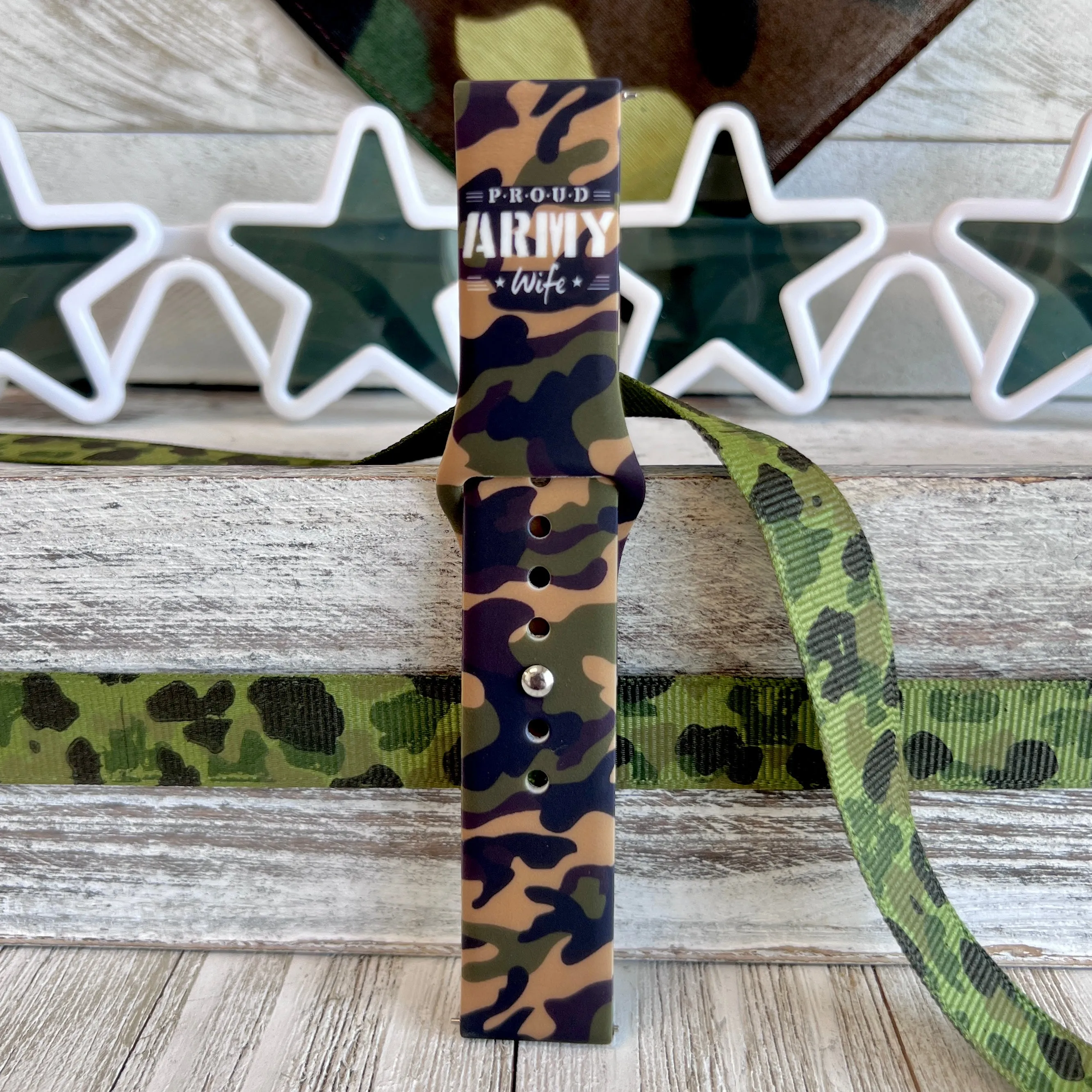 Proud Army Wife Print Silicone Band For Samsung Watch