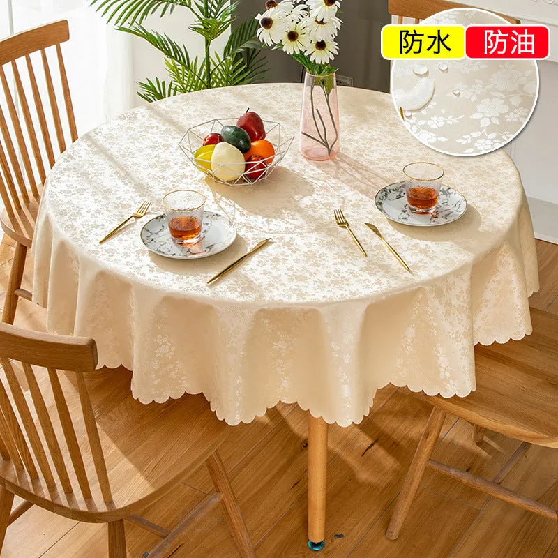 Pu Waterproof and Oil-Proof Fabric round Tablecloth Tablecloth