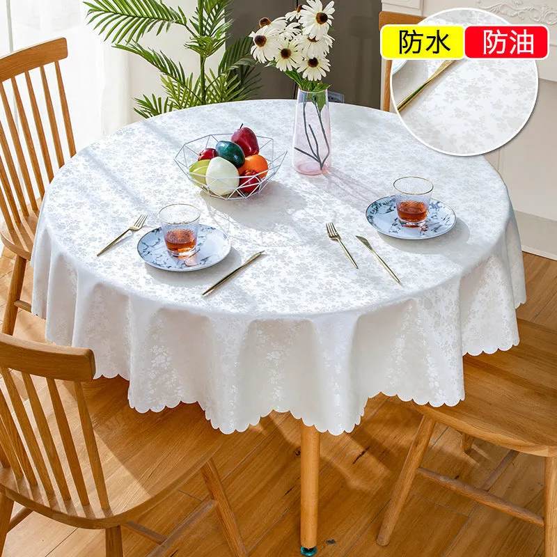 Pu Waterproof and Oil-Proof Fabric round Tablecloth Tablecloth