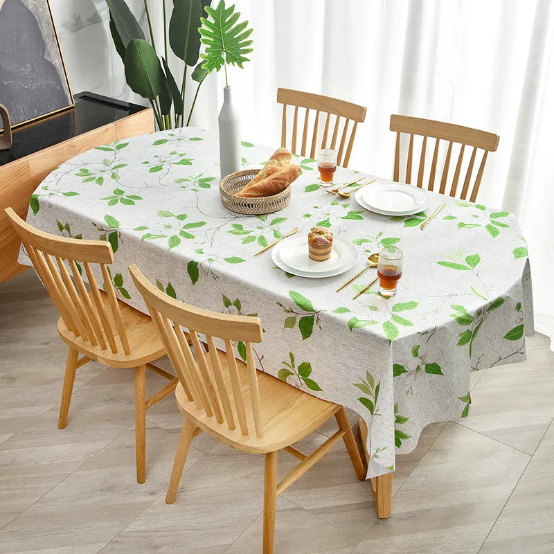 PVC Material Fabrics Tablecloth Waterproof and Oil-Proof Oval Tablecloth Rectangular