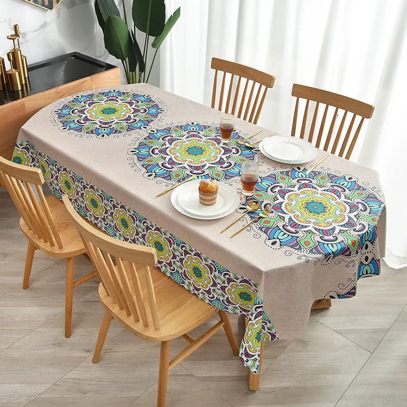 PVC Material Fabrics Tablecloth Waterproof and Oil-Proof Oval Tablecloth Rectangular