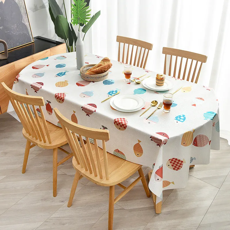 PVC Material Fabrics Tablecloth Waterproof and Oil-Proof Oval Tablecloth Rectangular