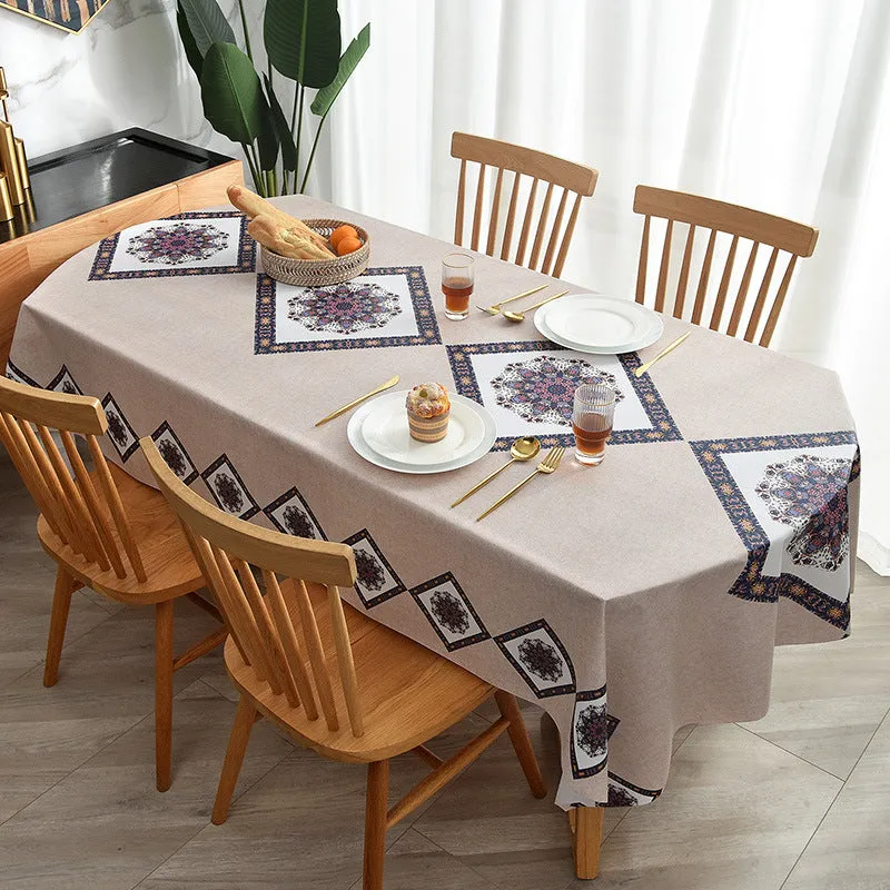 PVC Material Fabrics Tablecloth Waterproof and Oil-Proof Oval Tablecloth Rectangular