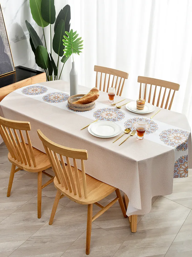 PVC Material Fabrics Tablecloth Waterproof and Oil-Proof Oval Tablecloth Rectangular