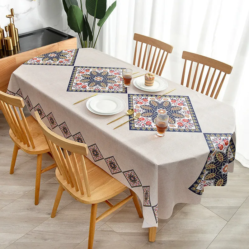 PVC Material Fabrics Tablecloth Waterproof and Oil-Proof Oval Tablecloth Rectangular