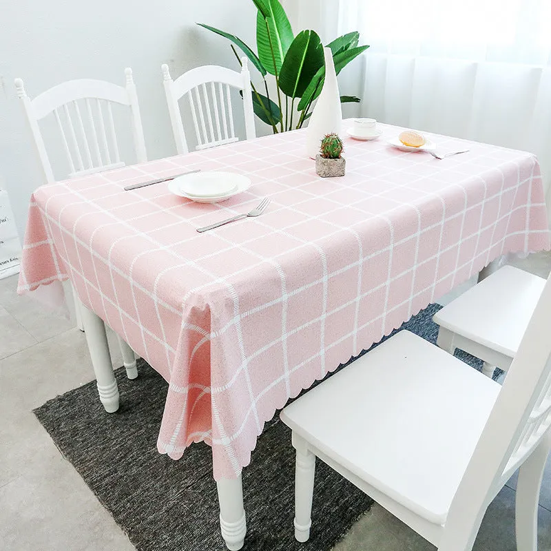 PVC TableCloth Waterproof Oil-Proof Fresh Plaid Tablecloth