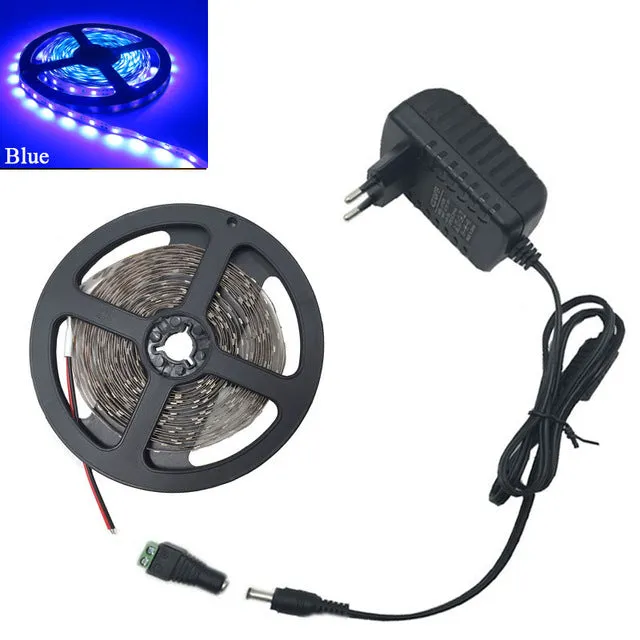 RGB led strip 3528 2835 flexible strip light non waterproof 5M 300led 24key IR remote controller DC12V power adapter EU/US/AU/UK