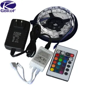 RGB led strip 3528 2835 flexible strip light non waterproof 5M 300led 24key IR remote controller DC12V power adapter EU/US/AU/UK