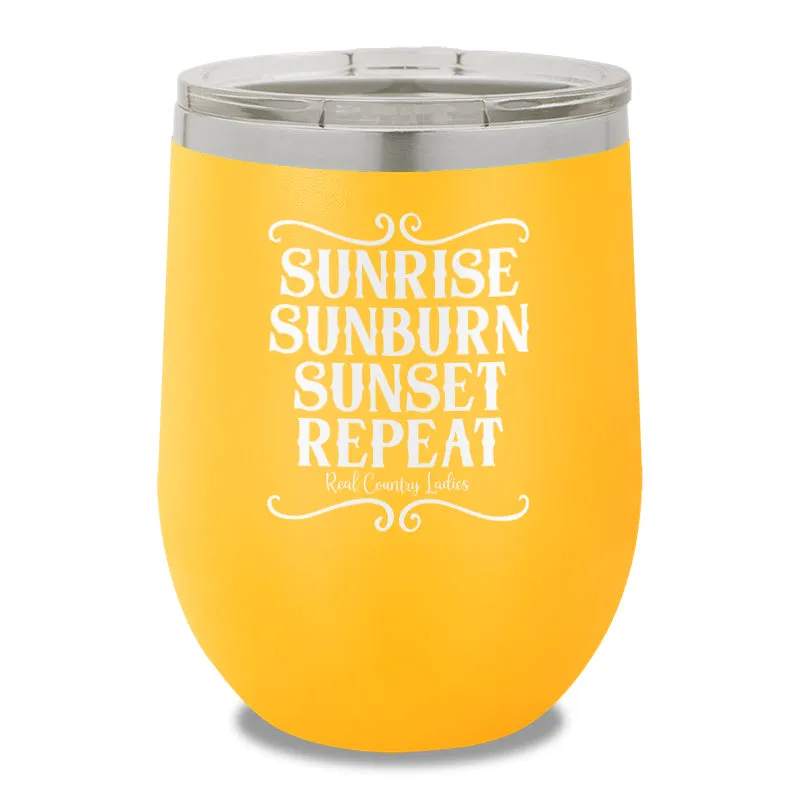 Sunrise Sunburn Sunset Repeat 12oz Stemless Wine Cup