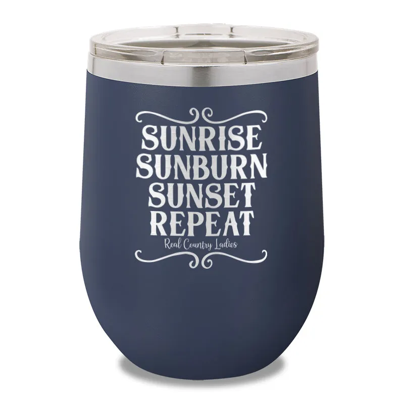 Sunrise Sunburn Sunset Repeat 12oz Stemless Wine Cup