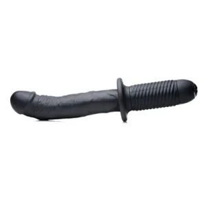 The Large Realistic - Silicone Vibrator with Handle - Black