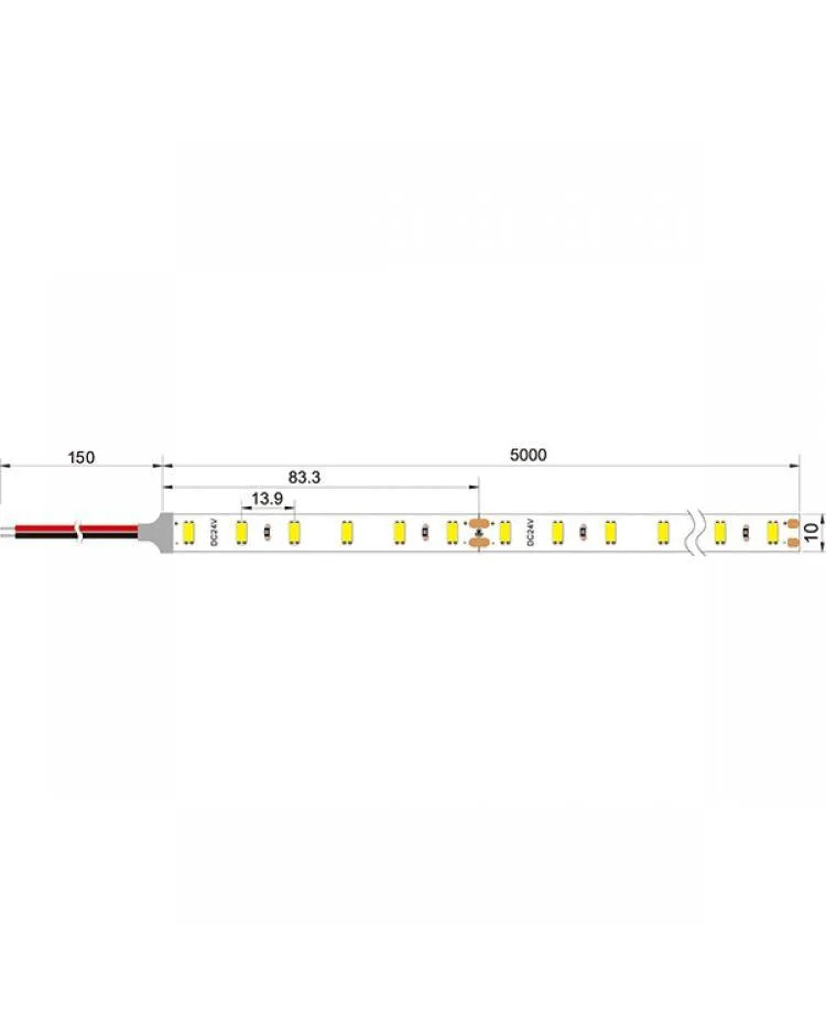 Warm White LED Strip Light 3000K 12V 240 LEDs/m 1200 LEDs IP20 Waterproof 5 Metre Strip