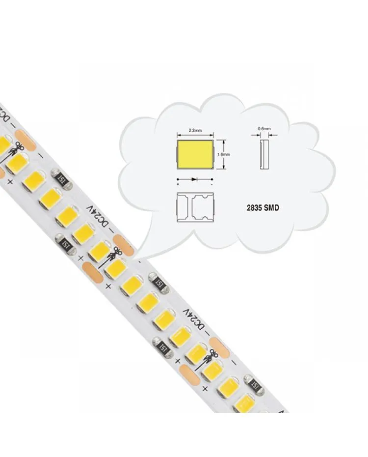 Warm White LED Strip Light 3000K 12V 240 LEDs/m 1200 LEDs IP20 Waterproof 5 Metre Strip