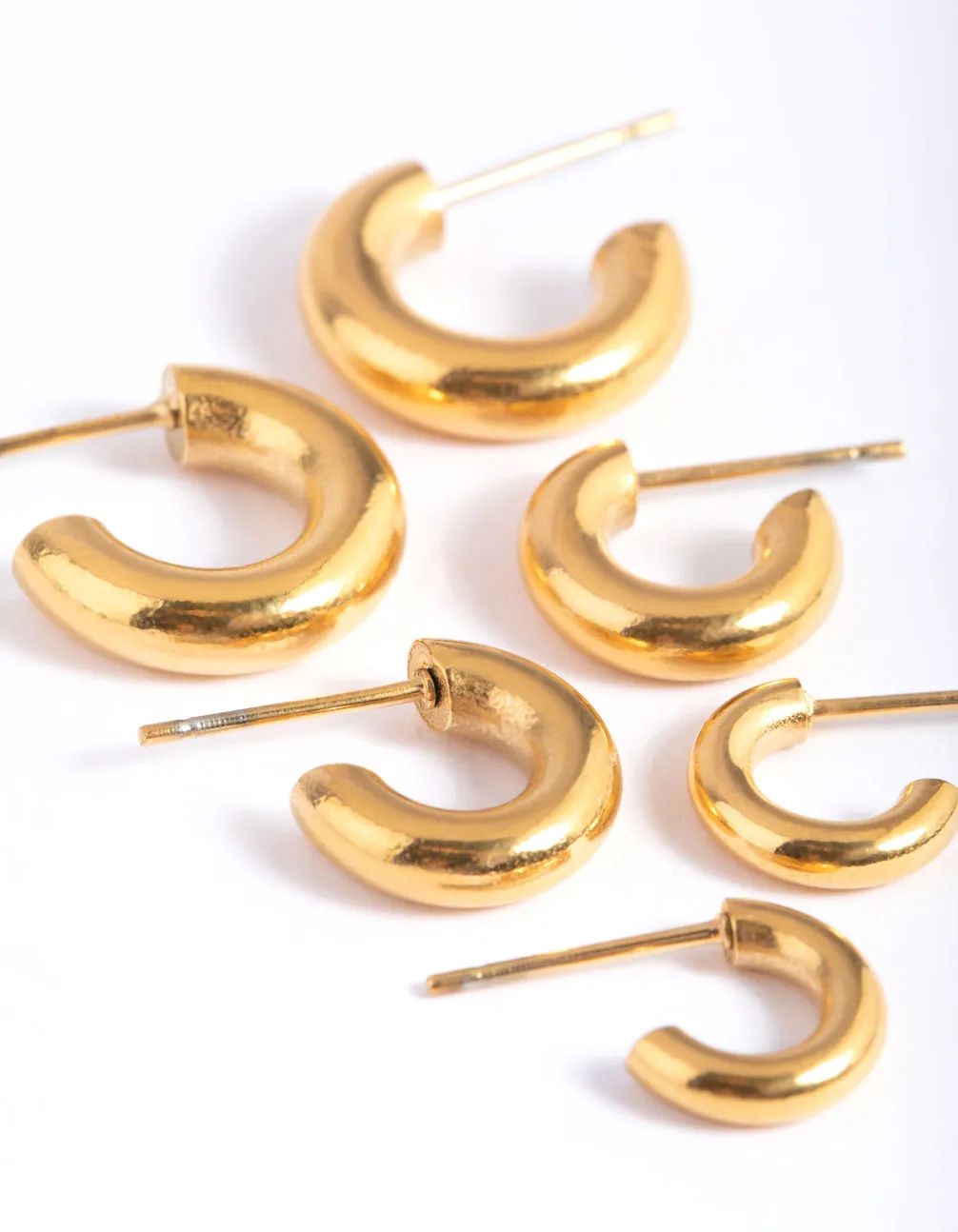 Waterproof Gold Plated Stainless Steel Mixed Hoop Earring Pack